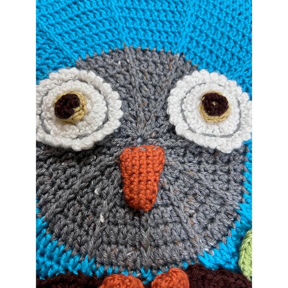 Hand-knitted Crochet Round Owl Blanket Throw Chair Decor 40" Cottage Boho Artsy - Picture 8 of 8